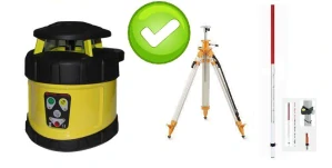  Rotační laser FKD FRE-205G - zelený paprsek + stativ s klikou + lať